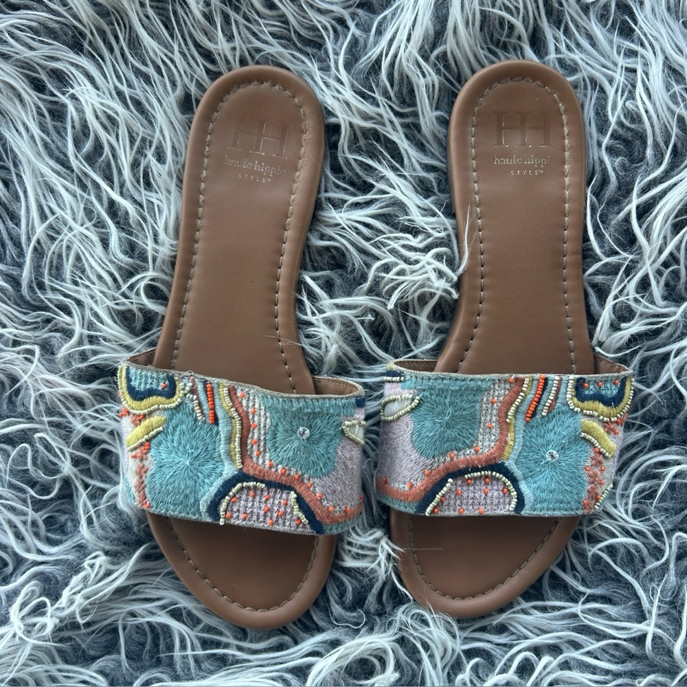 Haute Hippie Beaded Embroidered Size 9 Resort Style Sandals. Good used condition